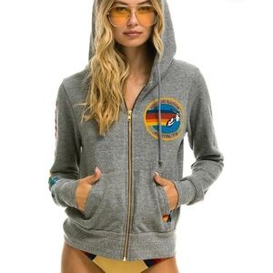 AVIATOR NATION LA JOLLA ZIP HOODIE - HEATHER GREY Hoodie sz M